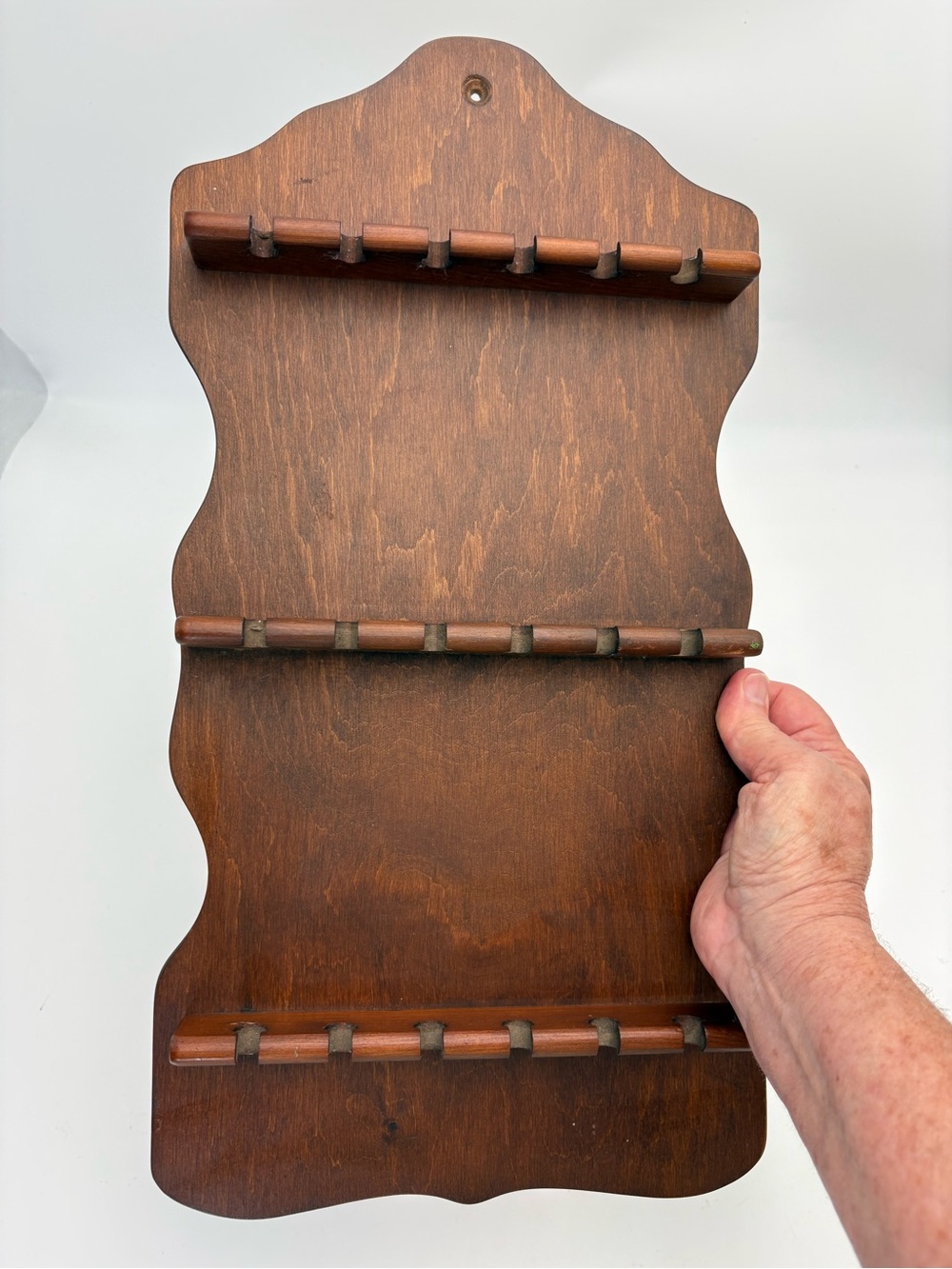 Vintage Wooden Wall-Mounted Display Shelf in Dark Brown
